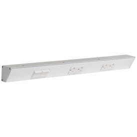 24" TR Switch Series Angle Power Strip, Left Switches, White Finish, White Switches and Receptacles