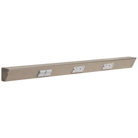 30" TR Switch Series Angle Power Strip, Left Switches, Satin Nickel Finish, Grey Switches and Receptacles