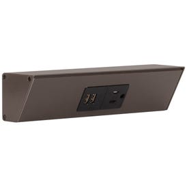 9" TR USB Series Angle Power Strip with USB, Bronze Finish, Black Receptacles