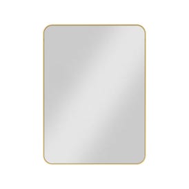 22" W x 1" D x 30" H Brushed Gold Rounded Rectangle Metal Frame Mirror