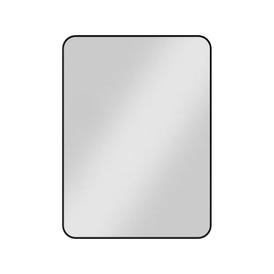 22" W x 1" D x 30" H Matte Black Rounded Rectangle Metal Frame Mirror