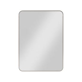 22" W x 1" D x 30" H Satin Nickel Rounded Rectangle Metal Frame Mirror