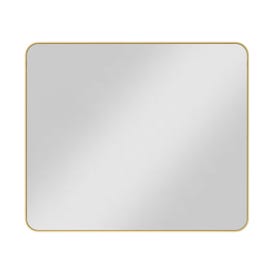 33" W x 1" D x 28" H Brushed Gold Rounded Rectangle Metal Frame Mirror