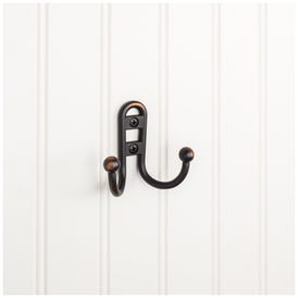 2-9/16" Brushed Oil Rubbed Bronze Classic Double Prong Ball End Wall Mounted Hook