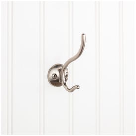 3-13/16" Satin Nickel Slender Contemporary Double Prong Wall Mounted Hook