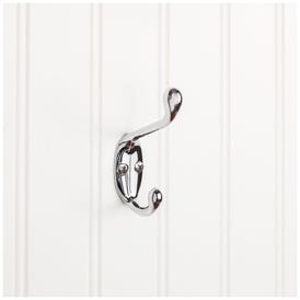 3-3/8" Polished Chrome Small Transitional Double Prong Wall Mounted Hook