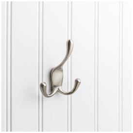 4" Satin Nickel Large Concealed Triple Prong Wall Mounted Hook