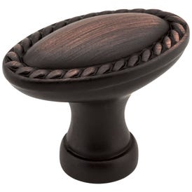1-3/8" Overall Length Brushed Oil Rubbed Bronze Oval Rope Detailed Lindos Cabinet Knob